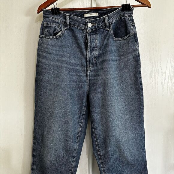 Pacsun Women's Button Fly Jeans High Rise Straight Relaxed Sz 28 Raw Hem - Picture 2 of 10